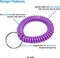 Lucky Line 2” Spiral Wrist Coil Keychain with Steel Ring – Flexible Stretch Wristband Key Holder Bracelet, Expands to 12”, Purple (410651)